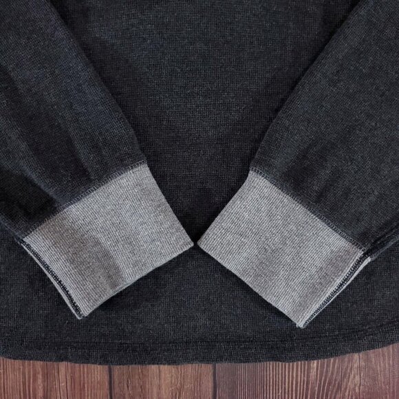 Carbon 2 Cobalt Mens Size Large Gray Thermal Henley Hoodie Sweatshirt Cotton - Picture 5 of 10